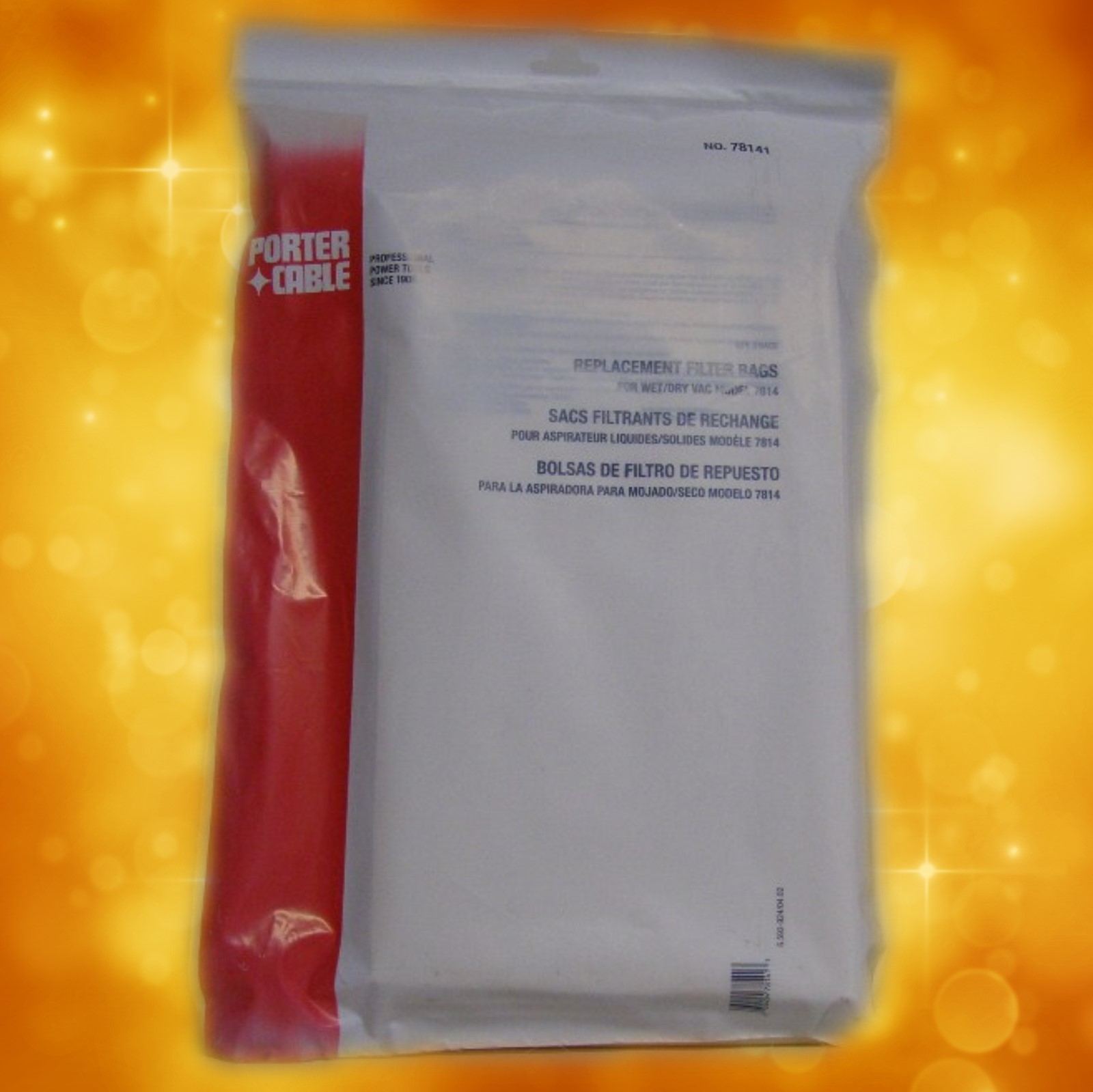 Porter Cable 78141 Filter Bags for 7814 2 ply 15 Gal (3 Pak) 78141
